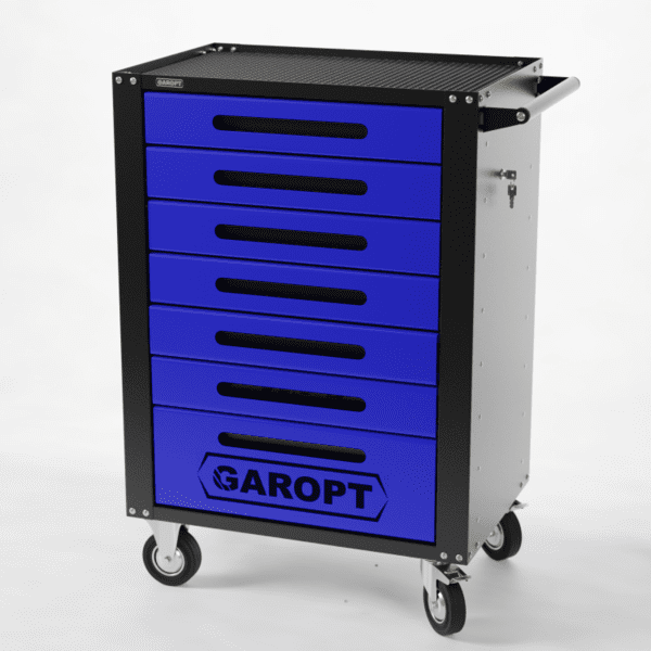 GTH7 Тележка инструментальная Garopt 7 ящиков БЕЗ ЦВЕТОВЫХ ФАСАДОВ, центральный замок, увеличенные колеса, доводчики,  GAROPT  Серия "High", высота 1040мм