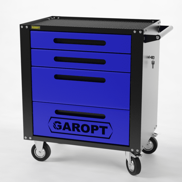 GTS4 Тележка инструментальная Garopt 4 ящиков БЕЗ ЦВЕТОВЫХ ФАСАДОВ, центральный замок, увеличенные колеса, доводчики, GAROPT  Серия "Standart"