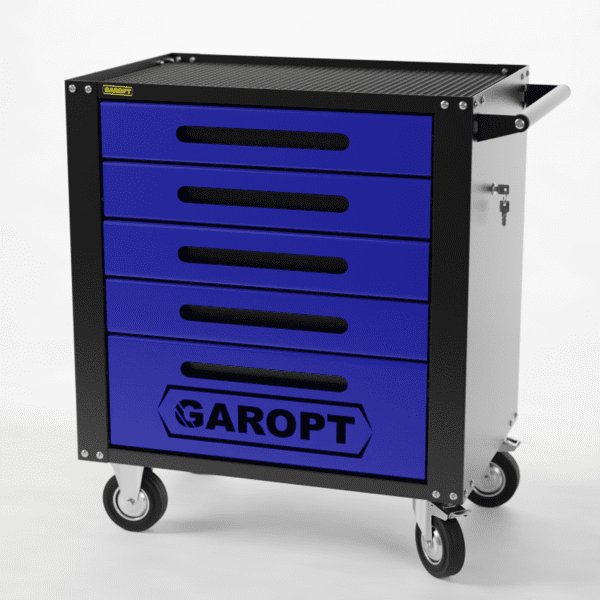 GTS5 Тележка инструментальная Garopt 5 ящиков, БЕЗ ЦВЕТОВЫХ ФАСАДОВ, центральный замок, увеличенные колеса, доводчики, GAROPT  Серия "Standart"