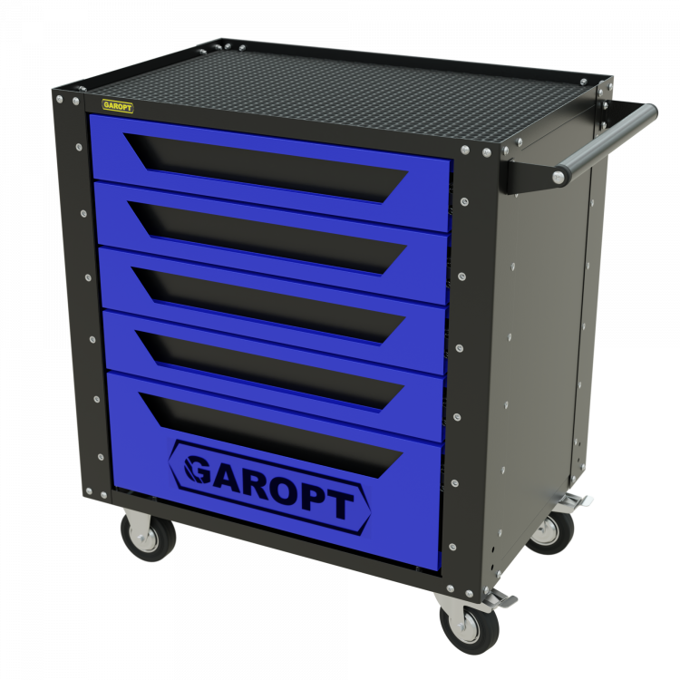Тележка инструментальная Garopt 5 ящиков СИНЯЯ, Серия "Low-cost"