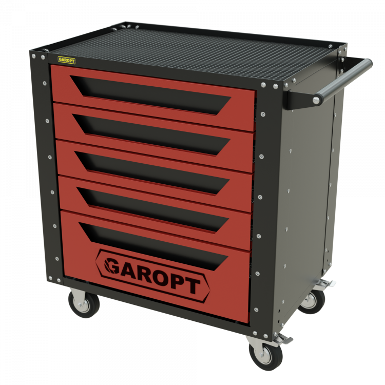 Тележка инструментальная Garopt 5 ящиков КРАСНАЯ, Серия "Low-cost"