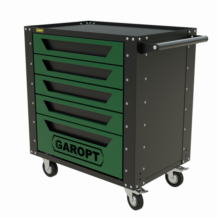 Тележка инструментальная Garopt 5 ящиков ЗЕЛЕНАЯ, Серия "Low-cost"