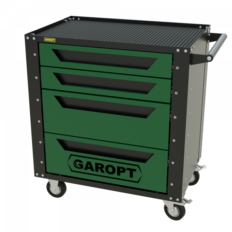 Тележка инструментальная Garopt 4 ящика ЗЕЛЕНАЯ, Серия "Low-cost"