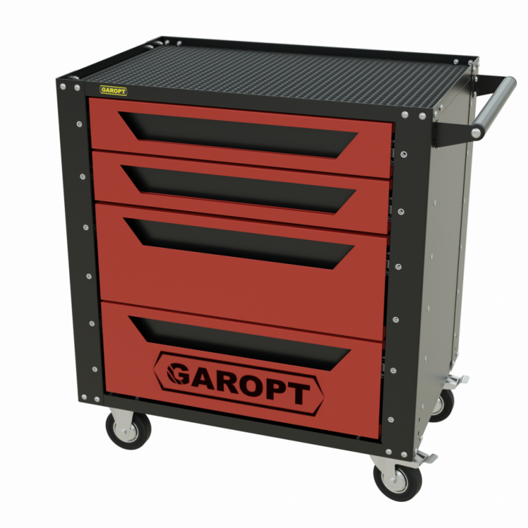 Тележка инструментальная Garopt 4 ящика КРАСНАЯ, Серия "Low-cost"