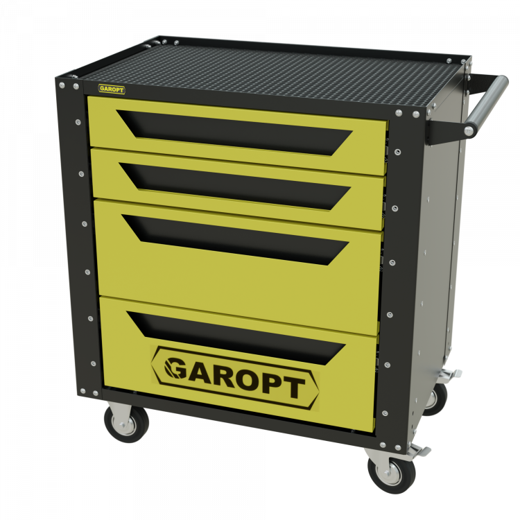 Тележка инструментальная Garopt 4 ящика ЖЕЛТАЯ, Серия "Low-cost"