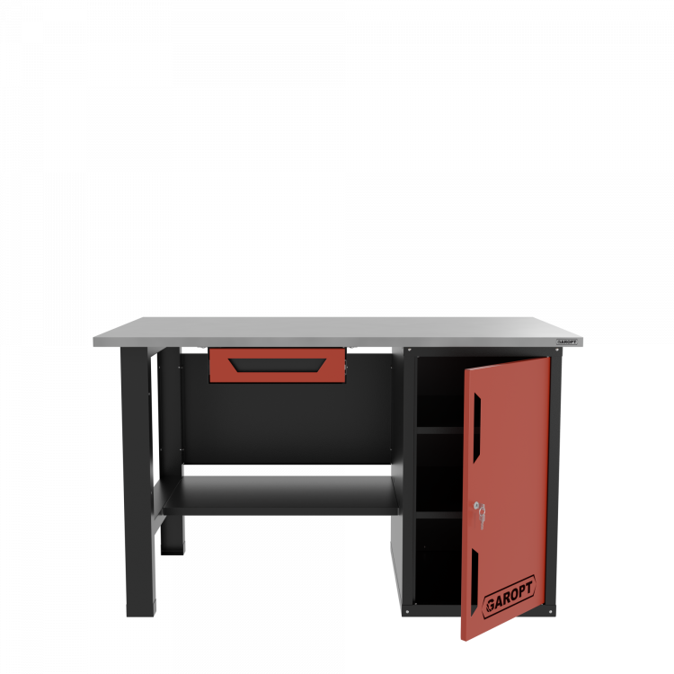 Верстак однотумбовый с ящиком 1400*700 GAROPT красный, GT1400STDY1.red