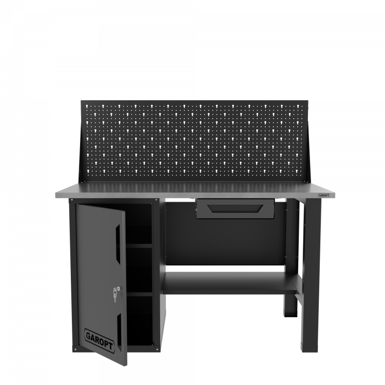 Верстак однотумбовый с ящиком и экраном 1400*700 GAROPT серый, GT1400STDY1PP.grey