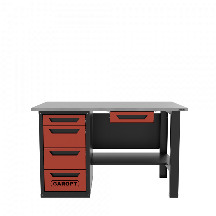Верстак с ящиком однотумбовый 4 ящика красный 1400*700 Garopt, GT1400STY1Y4.red