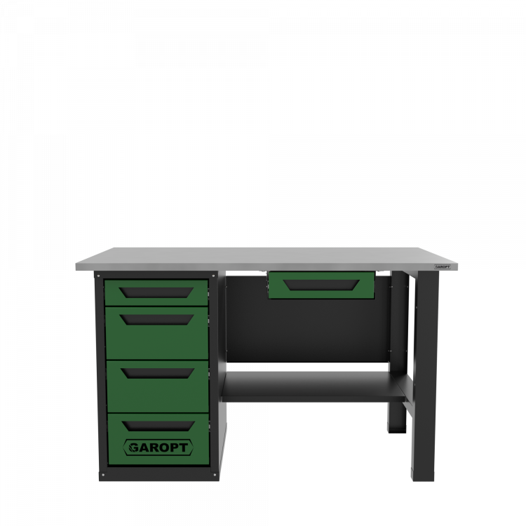 Верстак с ящиком однотумбовый 4 ящика, зеленый 1400*700 Garopt, GT1400STY1Y4.green