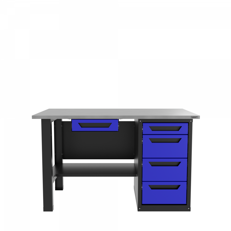 Верстак с ящиком однотумбовый 4 ящика, синий 1400*700 Garopt, GT1400STY1Y4.blue