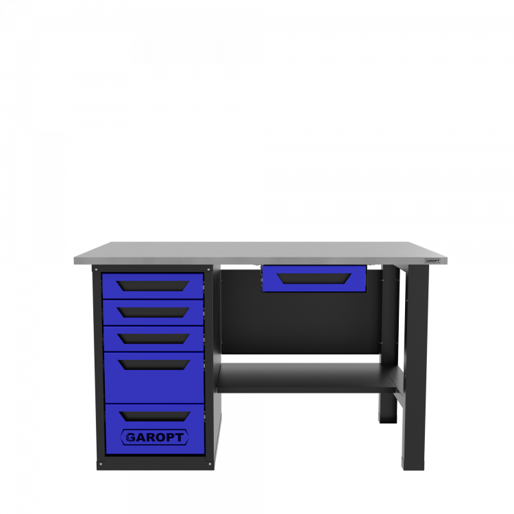 Верстак с ящиком однотумбовый 5 ящиков, синий 1400*700 Garopt, GT1400STY1Y5.blue