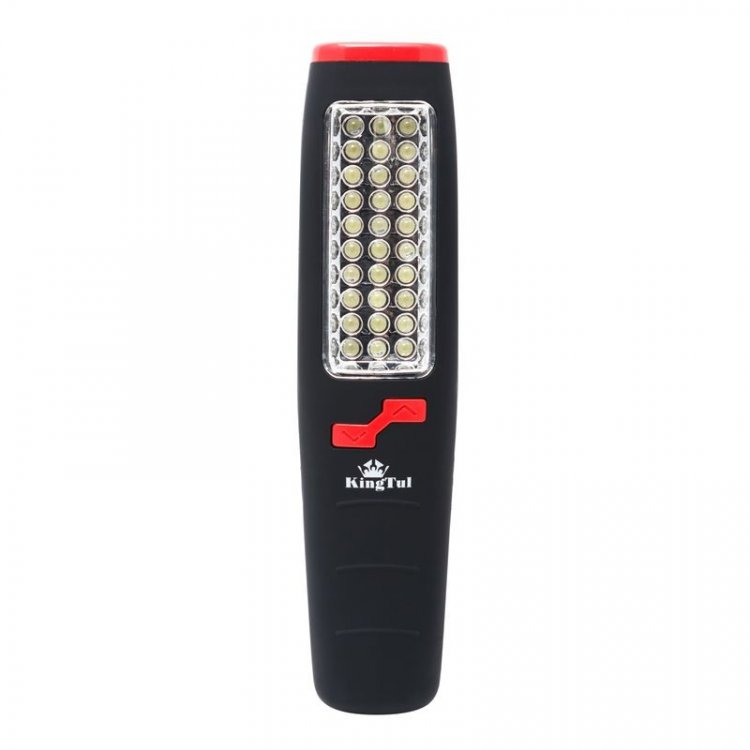 Лампа переносная светодиодная с магнитом + крючок (боковой свет 30LED, торцевой свет 7LED,  3*AA/ в - к-т не входят)