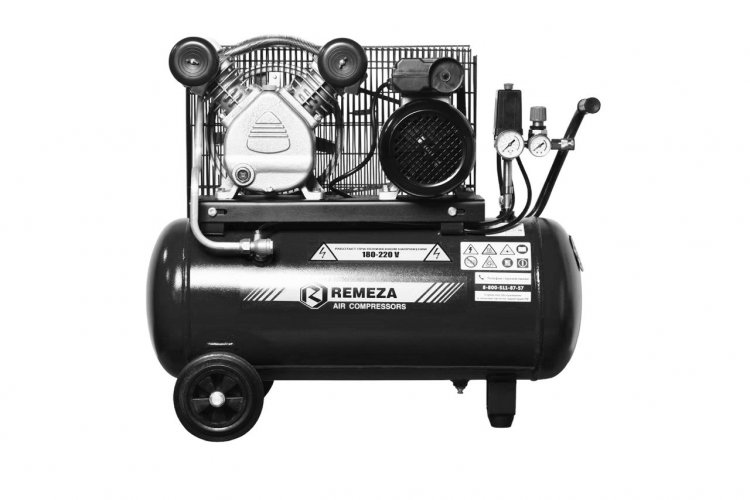 Компрессор поршневой 100.LB24A REMEZA (Белоруссия): 360 л/мин., 10 бар, ресивер 100 л., 2,2 кВт, 220В, габариты без упак. 1100х490х830 мм, 86 кг.
