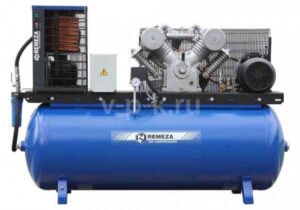 Компрессор поршневой с реф.осушителем 500.LB50Д REMEZA (Белоруссия): 690 л/мин., 10 бар, ресивер 500 л., 4 кВт, 380В, габариты без упак. 1930х615х1200 мм, 300 кг.