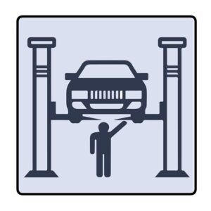 Автомобиль на двухстоечном подъёмнике — значок